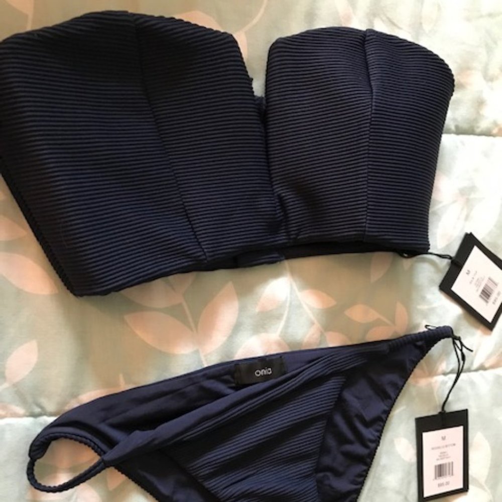 NWT Onia Strapless Bikini Set Navy Blue (size m)